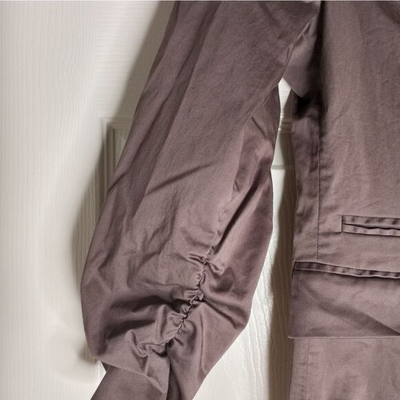 Comma 40 Gathered Long Sleeves by Cyf 2 Buttons Brown Women's Blazer - Picture 8 of 11